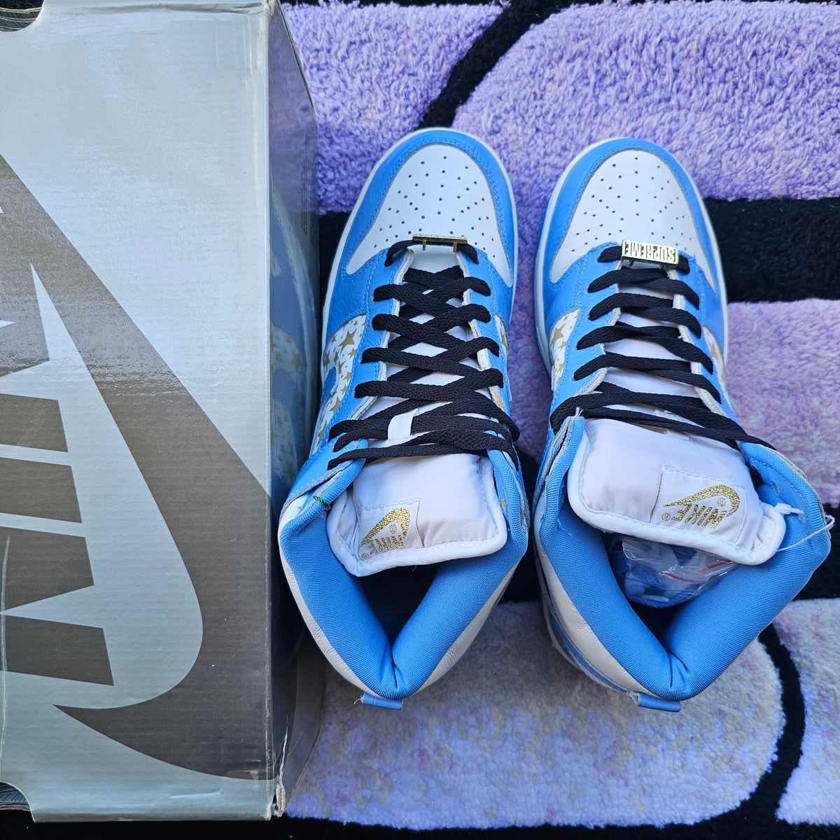 Nike Sb Dunk High Supreme "Blue Stars" Size 9.5