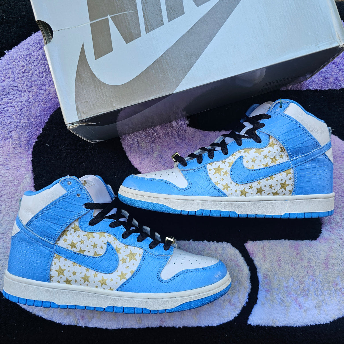 Nike Sb Dunk High Supreme "Blue Stars" Size 9.5