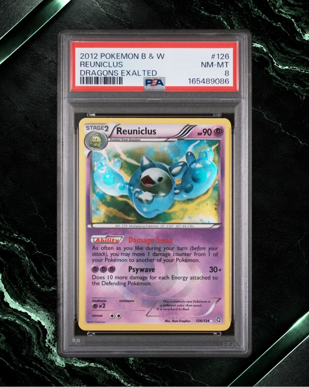 2012 POKEMON B&W #126 REUNICLUS DRAGONS EXALTED PSA 8