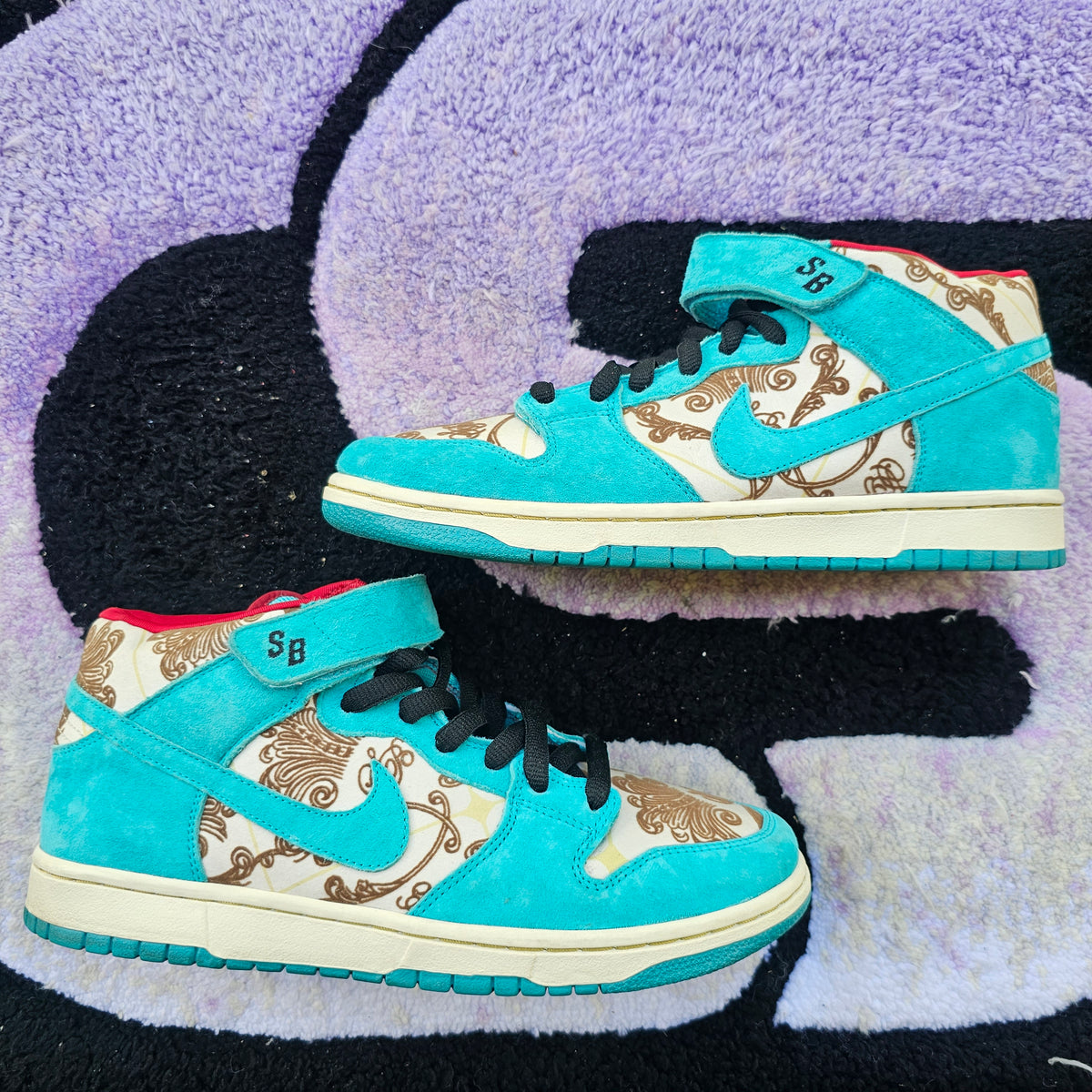 Nike Sb Dunk Mid "Peacock / Linoleum” SAMPLE Size 9 Used
